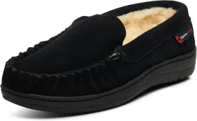 Alpine Swiss Yukon Mens Suede Shearling Slip On Moccasin Slippers Black 11 M US