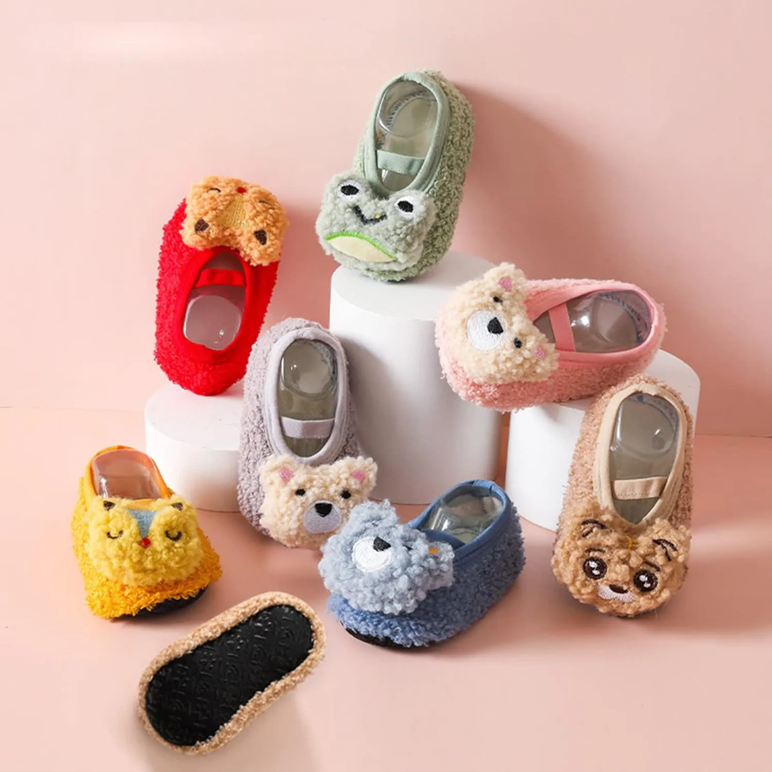 Baby 4t Shoes Boys and Girls Cartoon Character Pattern Warm Toddler Shoes Indoor Floor Socks Non Kids Shoes High Top