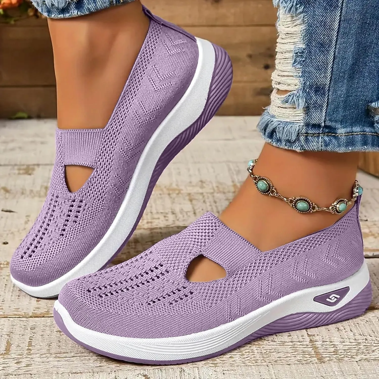 Cathalem Orthopedic Shoes for Women, 2024 New Women's Woven Breathable Soft Sole Shoes Women Diabetes Foam Shoes Women