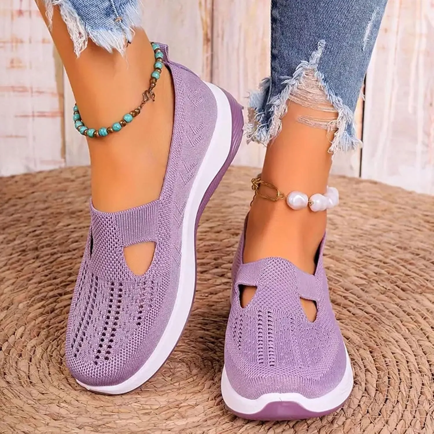 Cathalem Orthopedic Shoes for Women, 2024 New Women's Woven Breathable Soft Sole Shoes Women Diabetes Foam Shoes Women