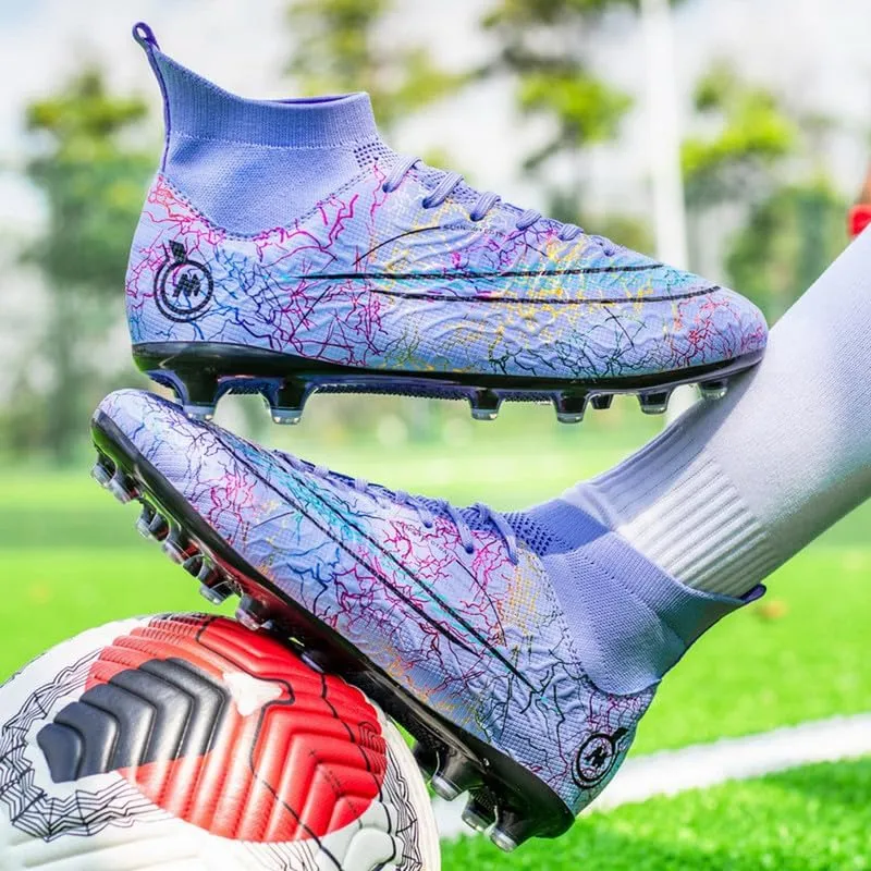 DHOVOR Womens Soccer Cleats Youth High-Top Football Cleats Anti Slip Athletics Football Trainers Outdoor Soccer Shoes