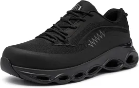 DYKHMATE Steel Toe Wide Shoes for Men Women Lightweight Safety Sneakers Fashion Work Shoes Comfortable Breathable Safety Toe Slip on Tennis Shoes