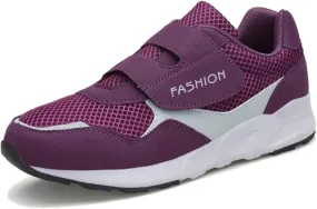 Leader Show Women's Elderly Casual Comfort Walking Shoe Safety Flats Non-Slip Hook & Loop Sneakers