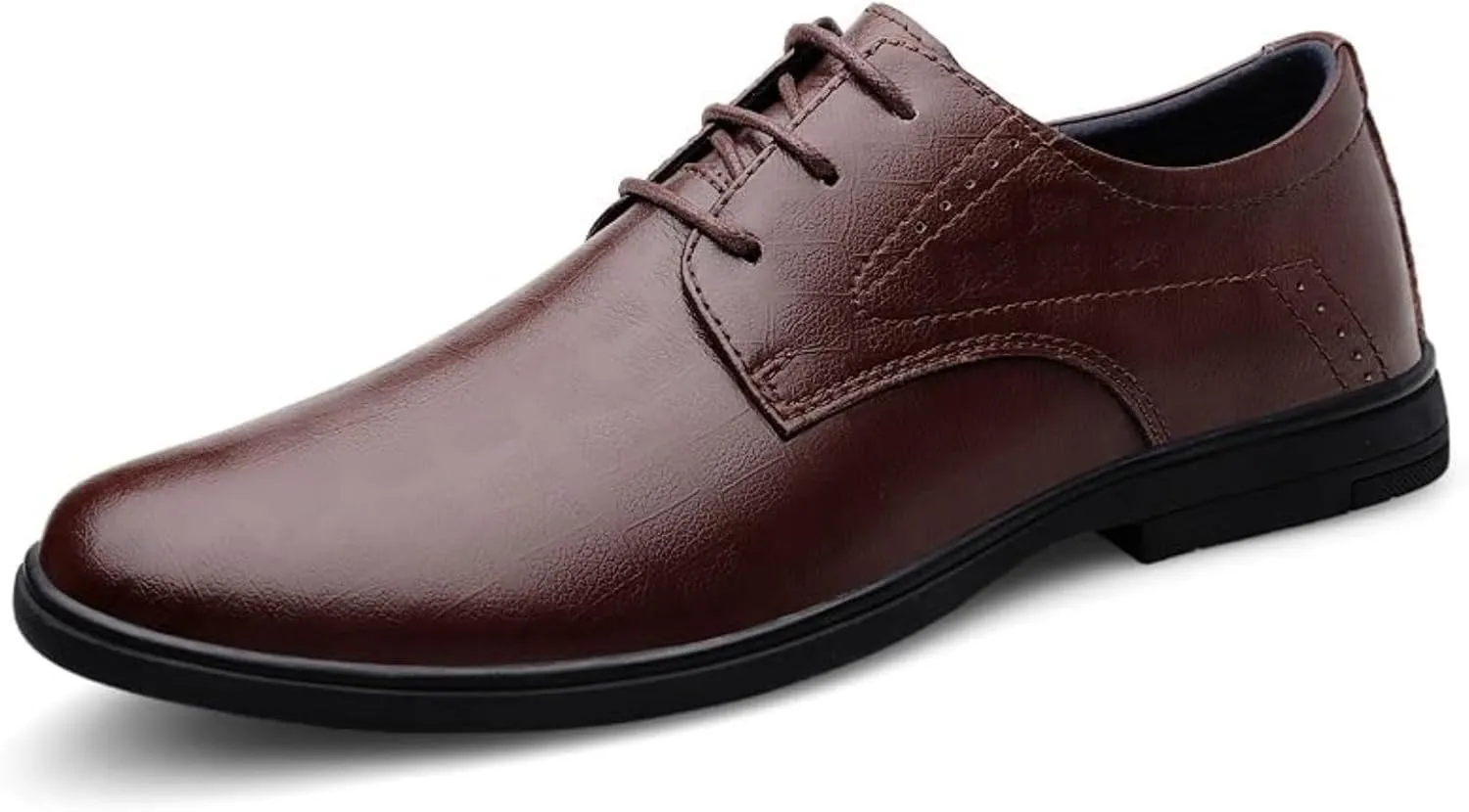 Leather Solid Color Loafers Stitching Details Flat Heel Slip Resistant Oxford Formal Shoes for Men Leather Anti-Slip Slip Resistant Block Heel Non Slip Low Top Classic