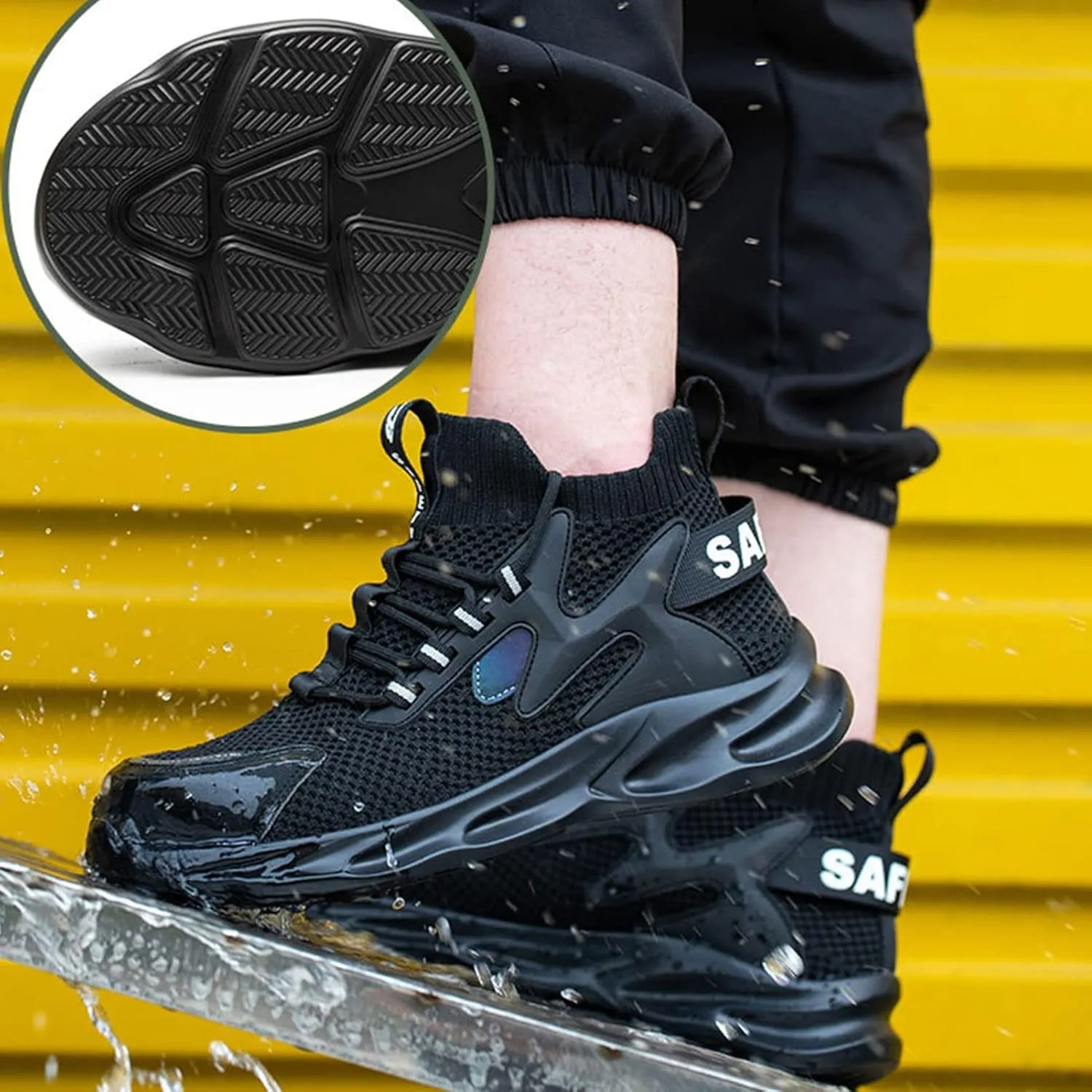 Lightweight Safety Shoes Unisex Men Safety Trainers Women Steel Toe Cap Breathable Protective Work Shoes (Color : Black, Size : 8.5 US)