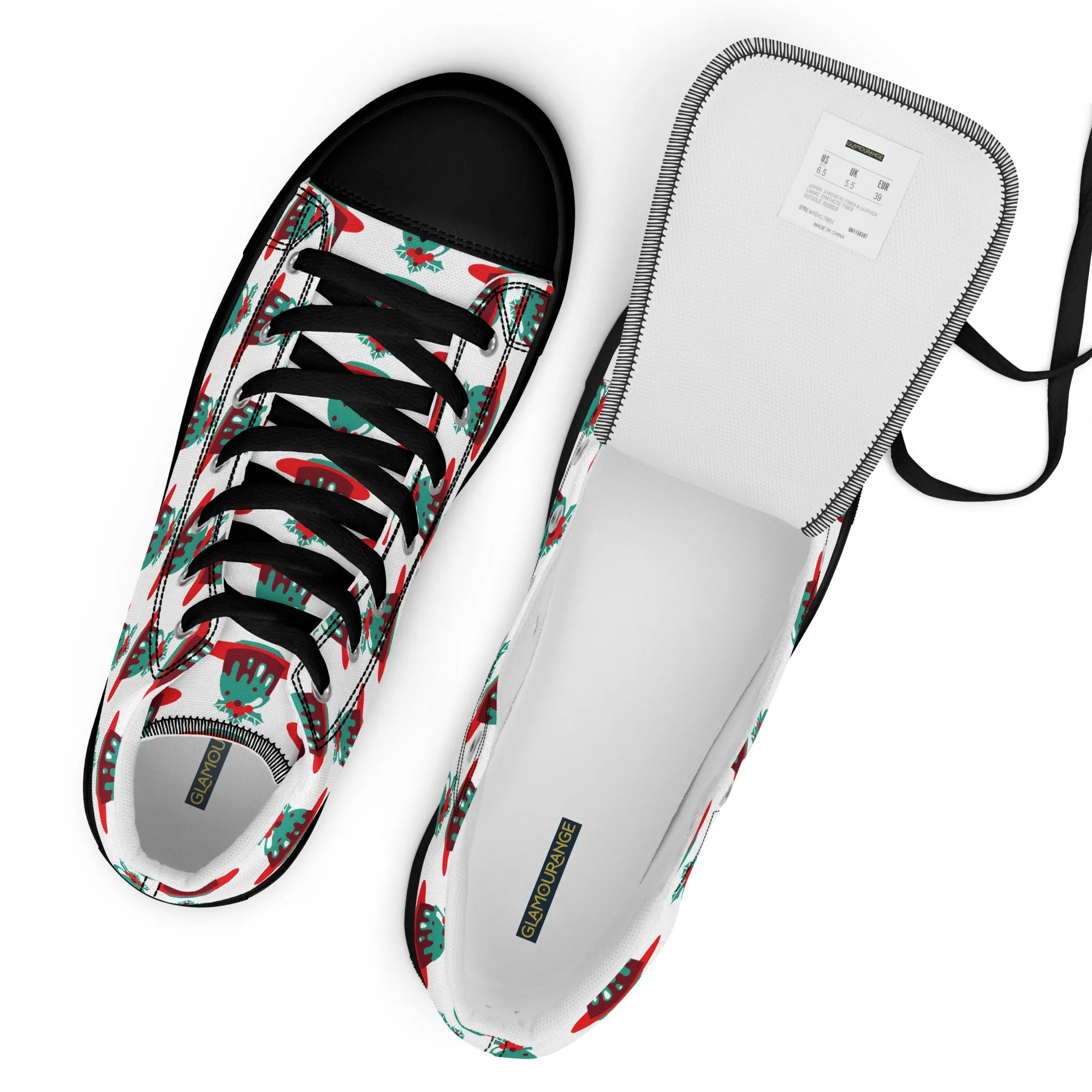 Men Christmas High Top Canvas Shoes (Glamourange Holiday Magic Canvas Shoes For Men - 007)