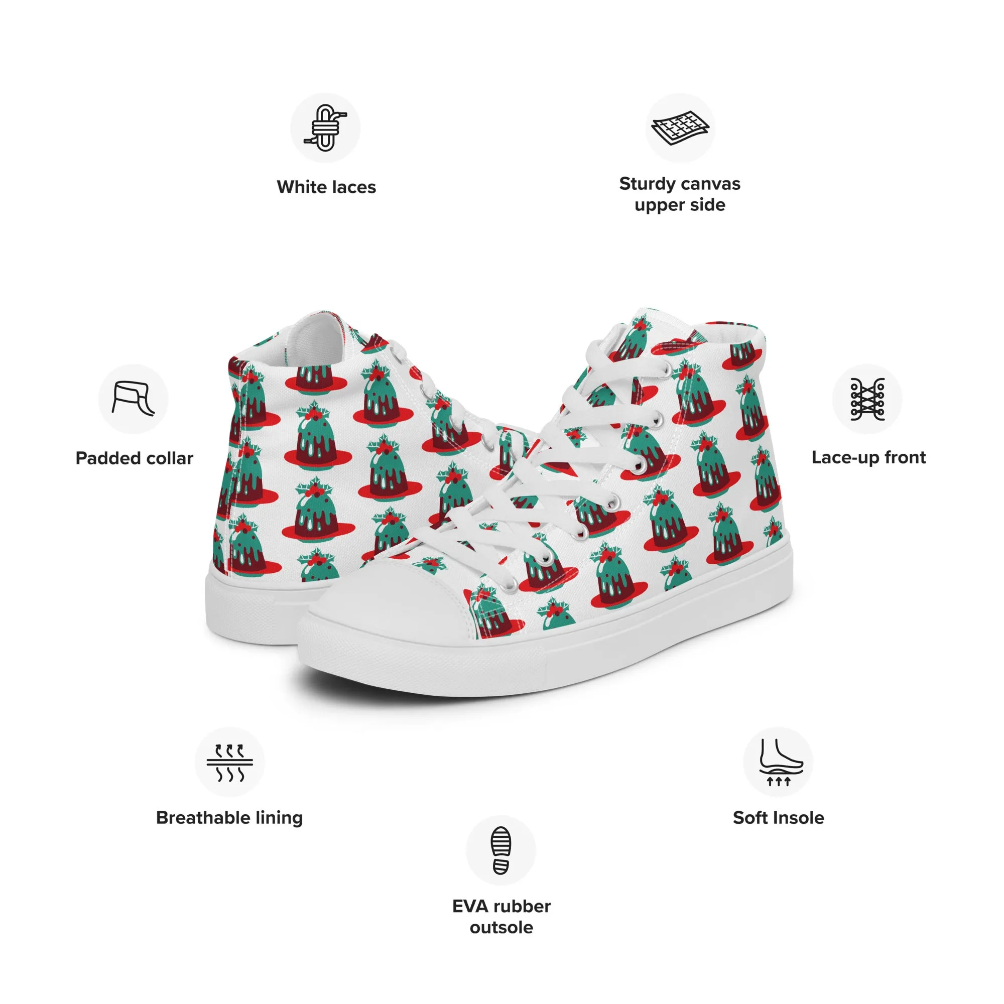 Men Christmas High Top Canvas Shoes (Glamourange Holiday Magic Canvas Shoes For Men - 007)