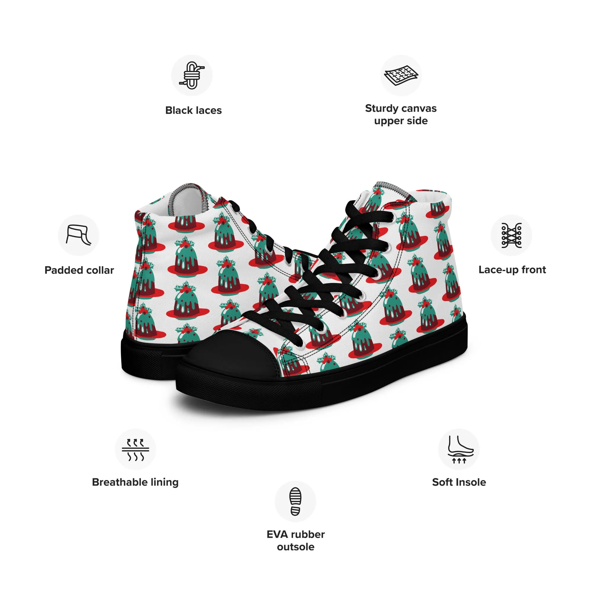 Men Christmas High Top Canvas Shoes (Glamourange Holiday Magic Canvas Shoes For Men - 007)