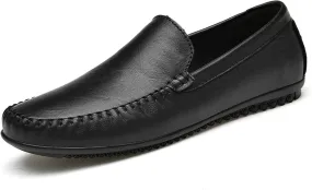 Mens Loafers Simple Slip On Moccasins Shoes Driving Loafers Leather Flexible Flat Heel Comfortable Outdoor Slip-ons