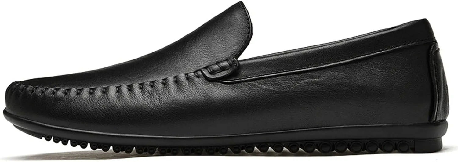 Mens Loafers Simple Slip On Moccasins Shoes Driving Loafers Leather Flexible Flat Heel Comfortable Outdoor Slip-ons