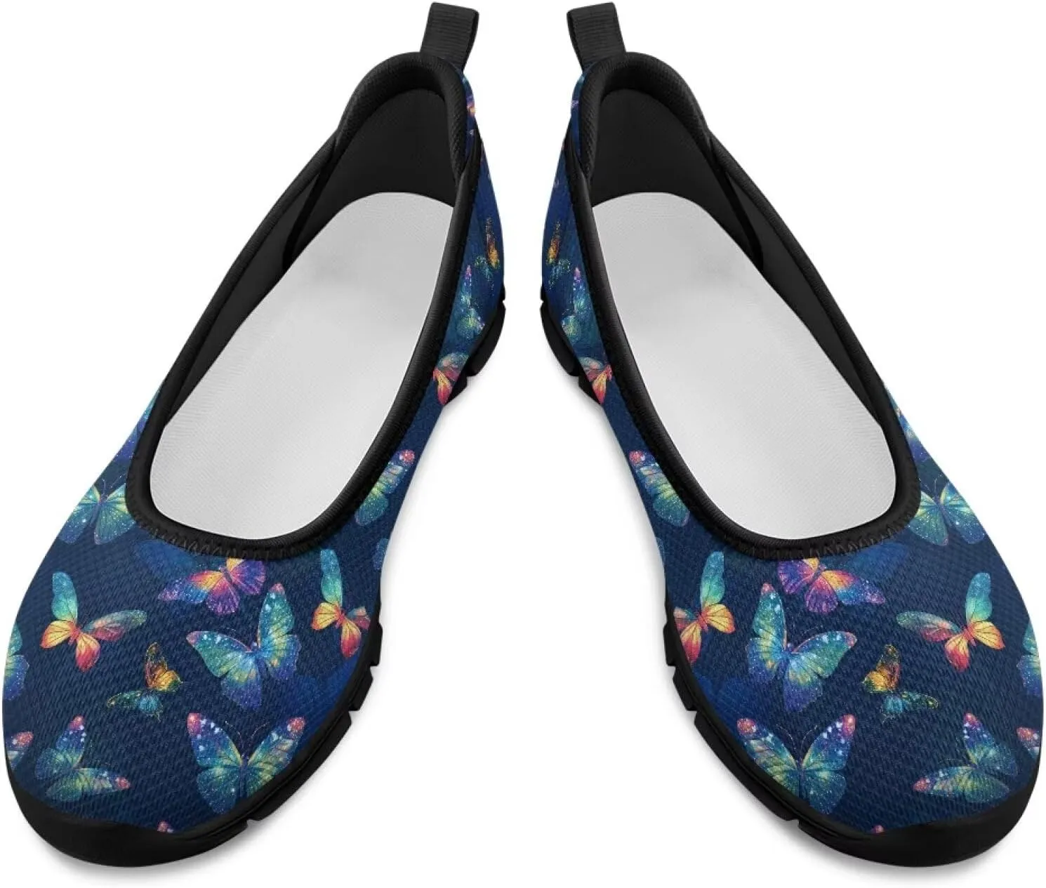 Mesh Loafers for Women Casual Comfort Slip-Ons Lightweight Walking Flats Non Slip Driving Shoes Black Sole