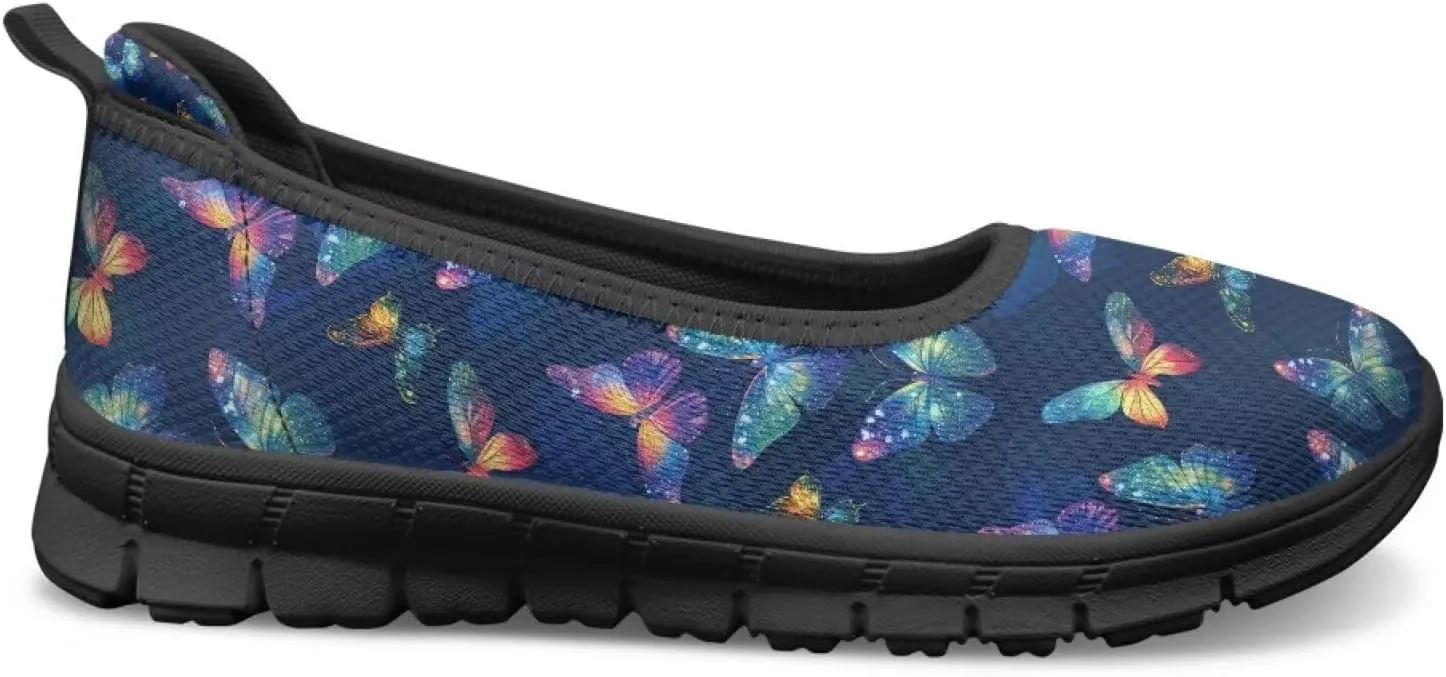 Mesh Loafers for Women Casual Comfort Slip-Ons Lightweight Walking Flats Non Slip Driving Shoes Black Sole