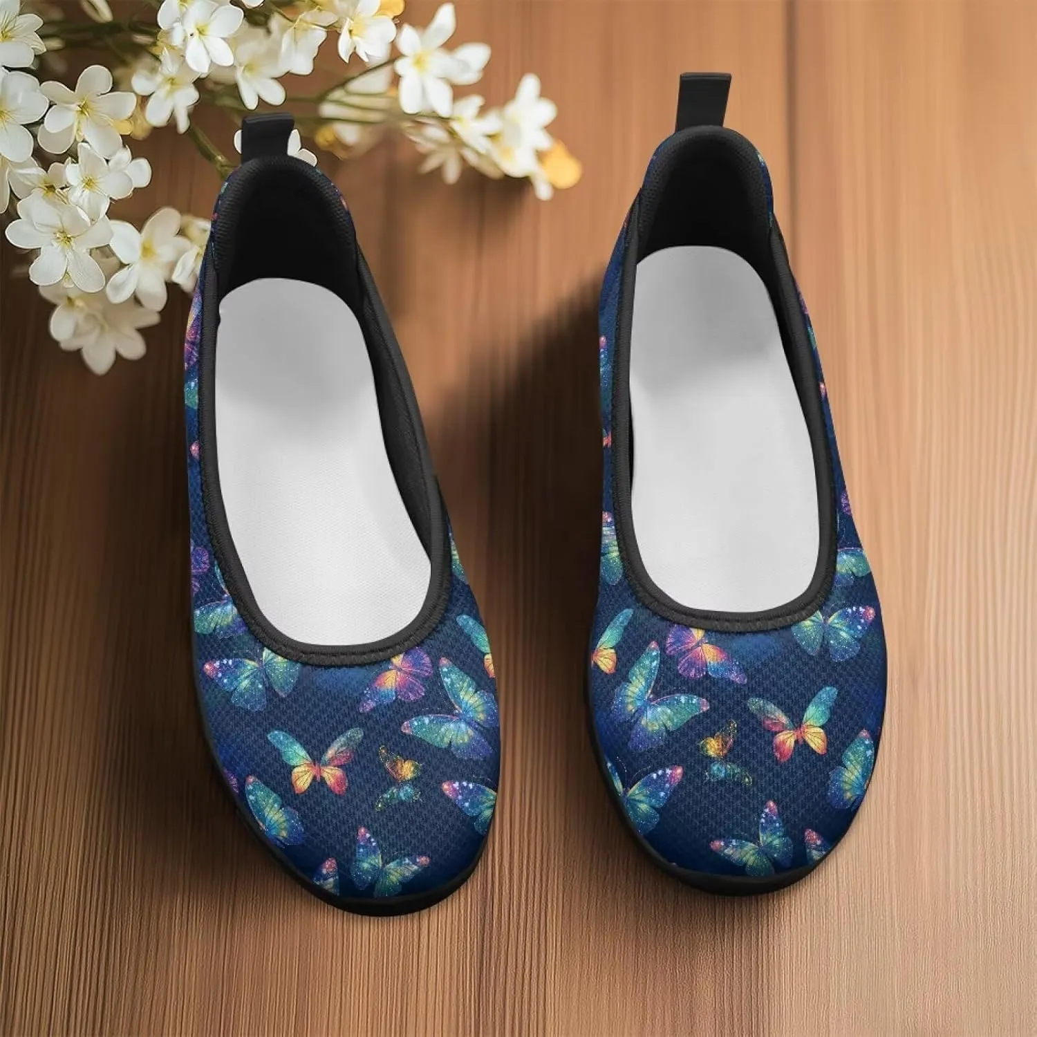 Mesh Loafers for Women Casual Comfort Slip-Ons Lightweight Walking Flats Non Slip Driving Shoes Black Sole