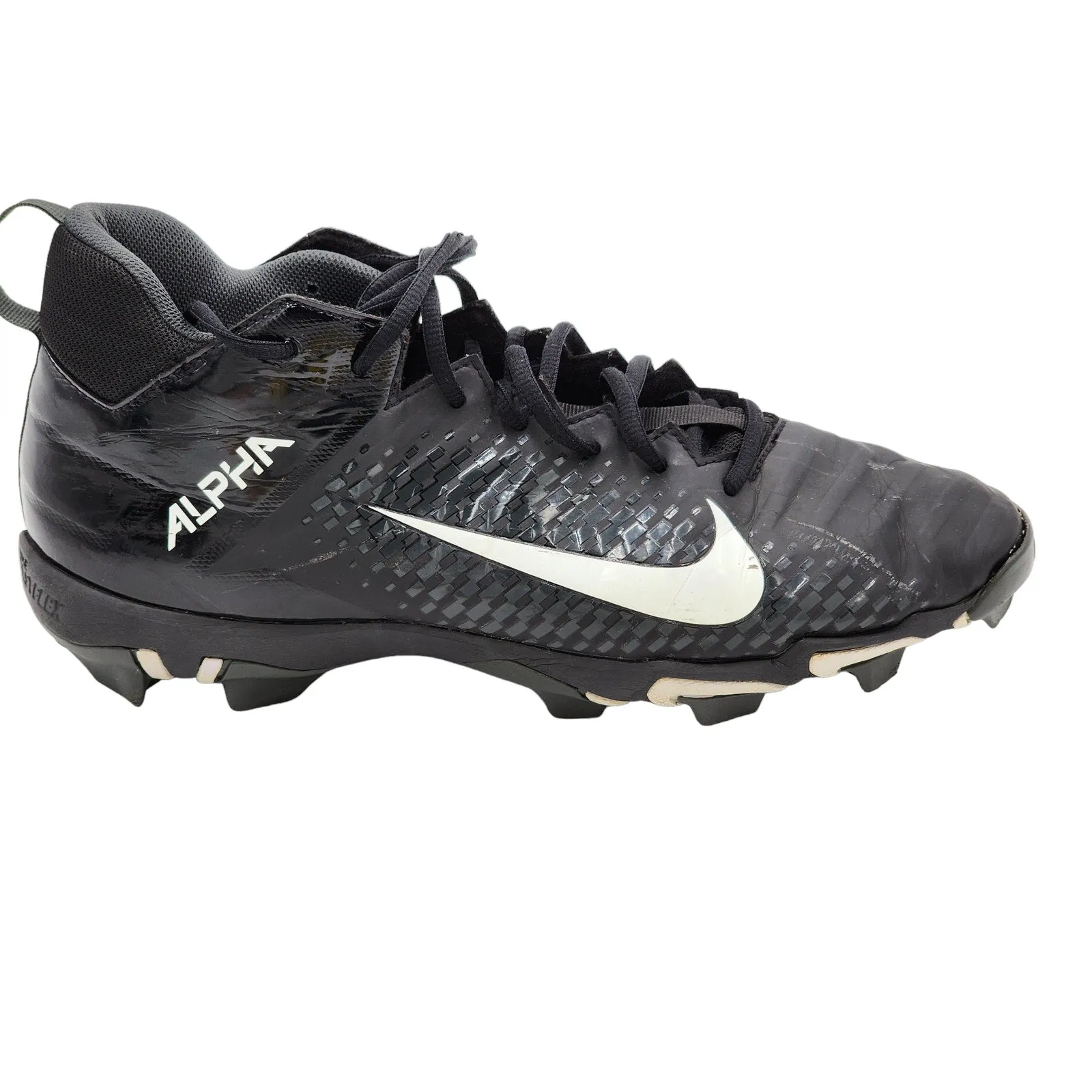 Nike Alpha Menace Shark 3 Football Cleats Mens Size 13 Black White FastFlex