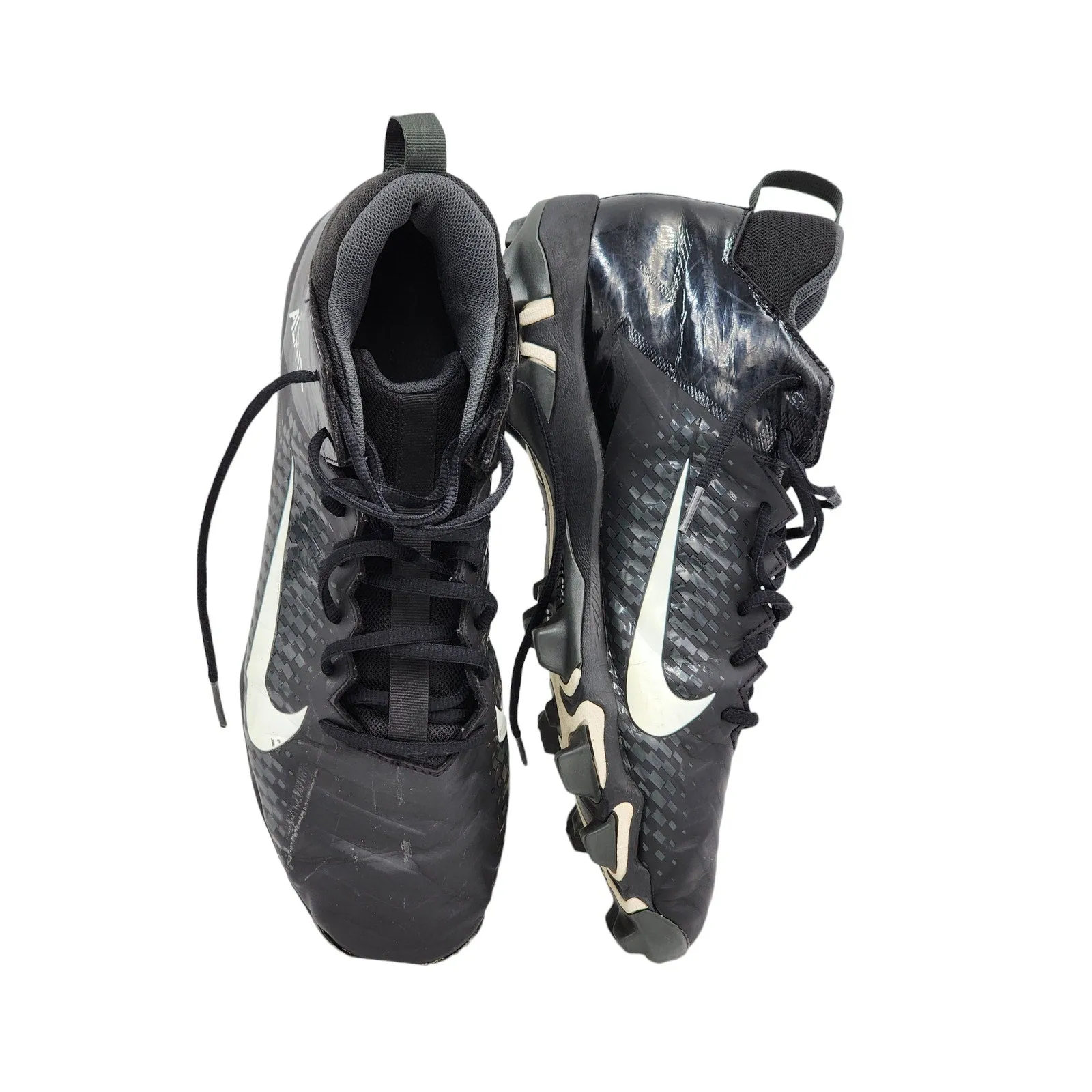 Nike Alpha Menace Shark 3 Football Cleats Mens Size 13 Black White FastFlex