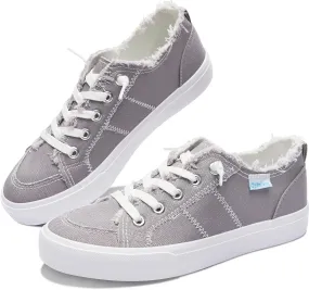 Obtaom Women's Play Fashion Sneaker White Color Washed and Leopard Canvas Slip on Shoes