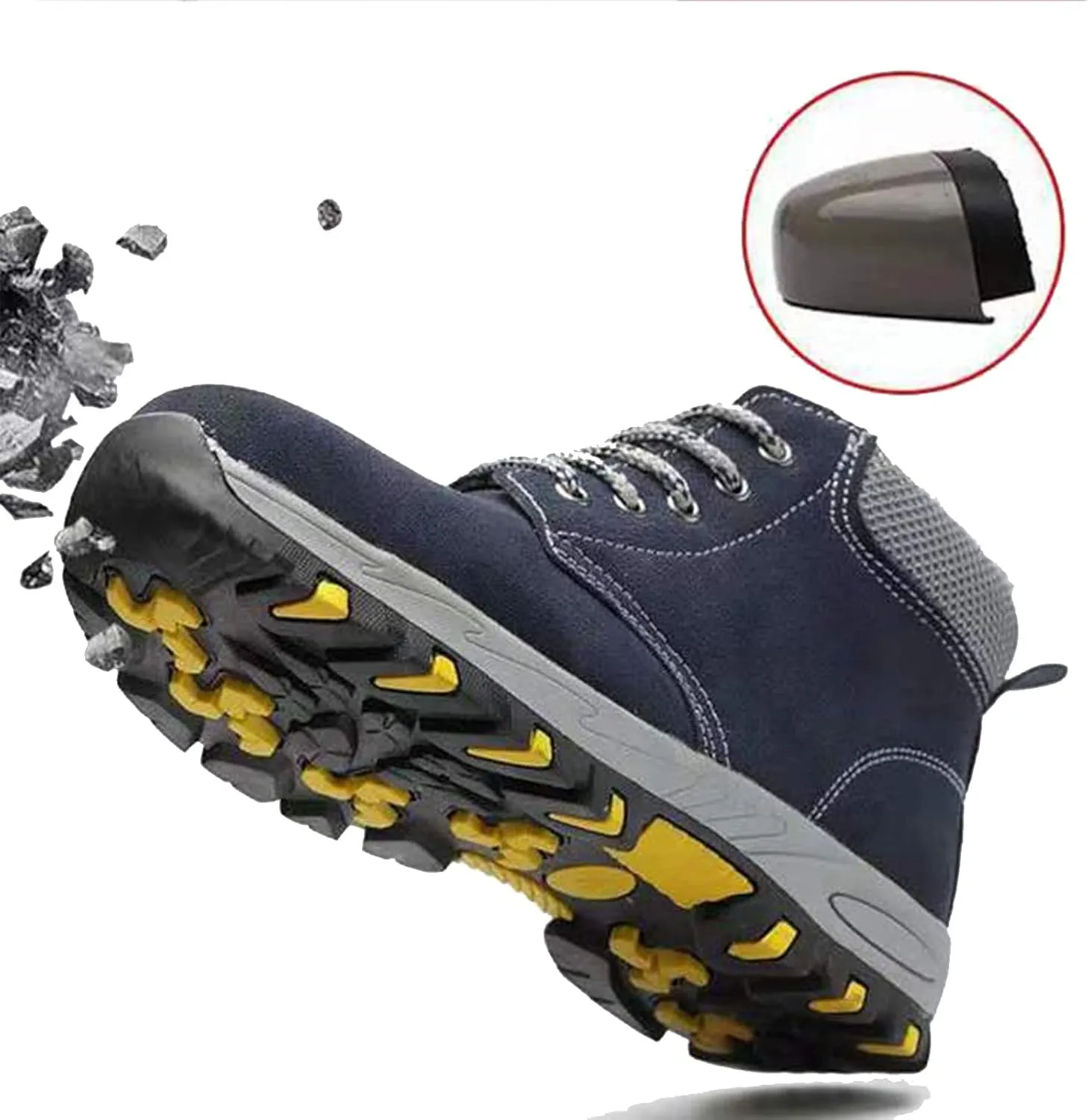 Safety Shoes Men Womens Steel Toe Cap Trainers Mens Womens Lightweight Breathable Safety Industrial Work Sneaker Anti-Smashing Anti-Puncture (Color : Blue, Size : 6.5 US)