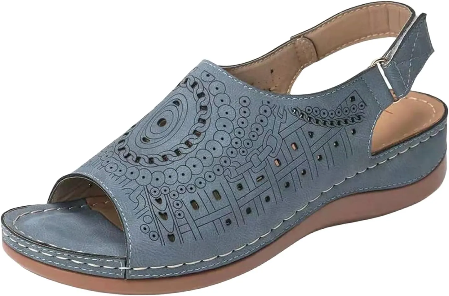 Sandals Women Orthopedic Sandals for Women Peep Close-Toe Platform Wedge Sandals Strappy Shoes Slip On Womens Outdoor Sandals