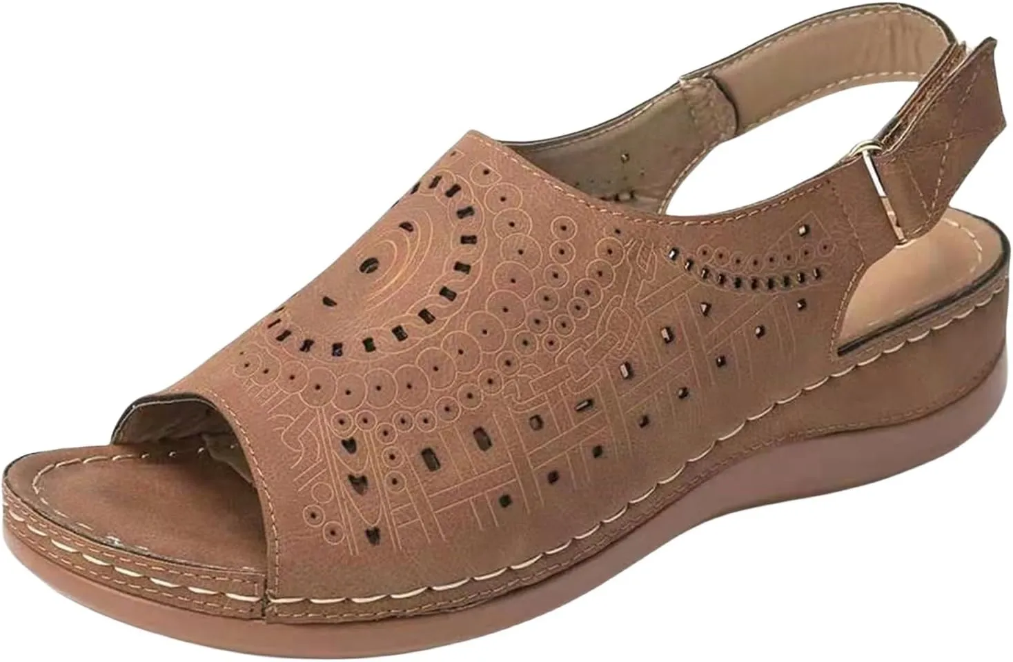 Sandals Women Orthopedic Sandals for Women Peep Close-Toe Platform Wedge Sandals Strappy Shoes Slip On Womens Outdoor Sandals