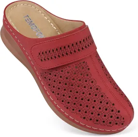 TEMOFON Clogs for Women Mules Shoes: Comfortable Arch Support Closed Toe Sandals Backless Low Wedge Slip on Shoes