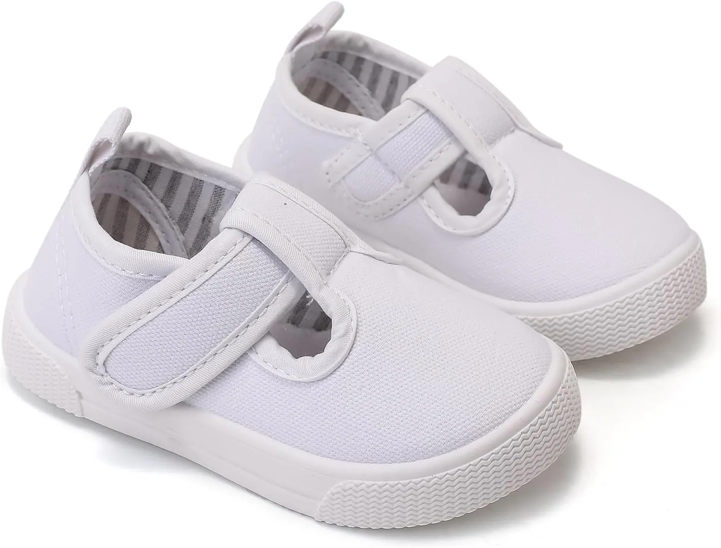 Toddler Girls T-Strap Canvas Sneakers for Little Kids Classical Comfortable Mary Jane Canvas Flats, Non-Slip Casual Canvas Sneaker for Girls