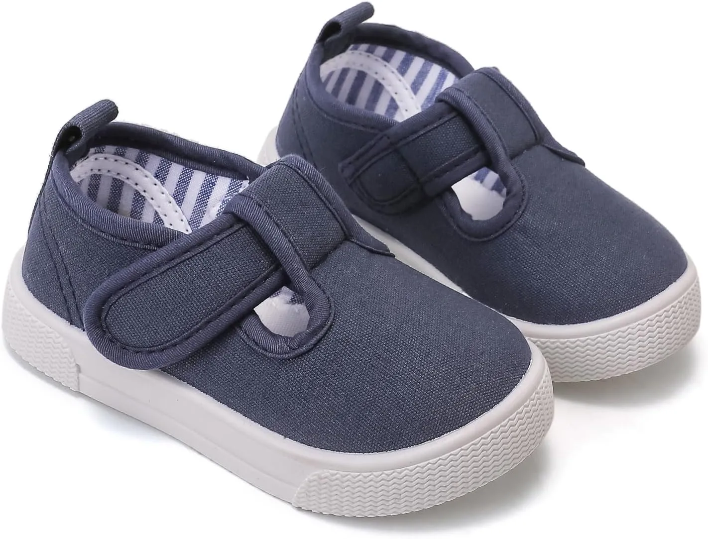 Toddler Girls T-Strap Canvas Sneakers for Little Kids Classical Comfortable Mary Jane Canvas Flats, Non-Slip Casual Canvas Sneaker for Girls
